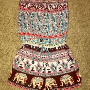 Elephant Print Romper